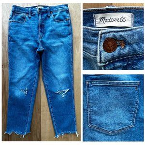 MADEWELL STOVEPIPE Women’s High Rise Frayed Hem Jeans sz 30